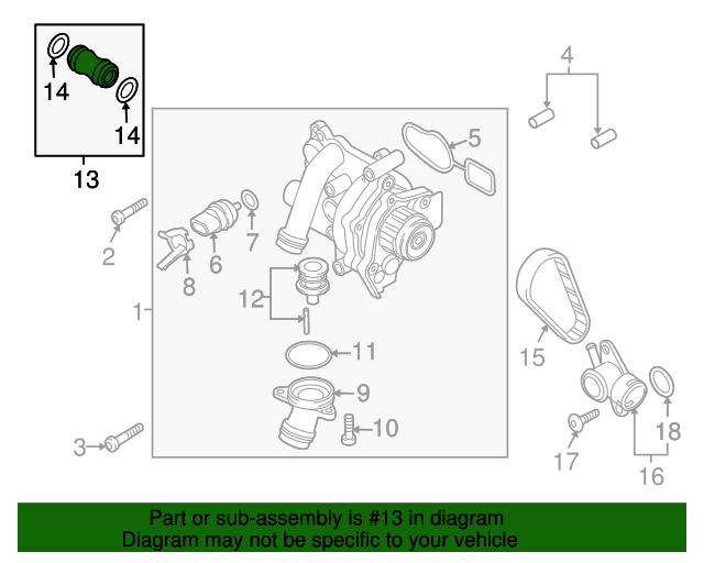 2010-2018 Audi Water Pump Assembly Union 06H-121-131-C | Genuine Audi Parts
