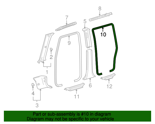 6233352030C0 Rear WeatherStrip 20042006 Scion xB Boch Toyota
