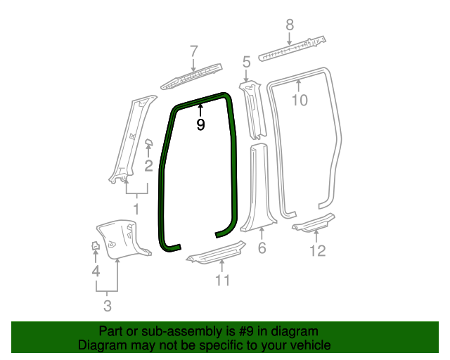 6231352051C0 Front WeatherStrip 20042006 Scion xB Boch Toyota