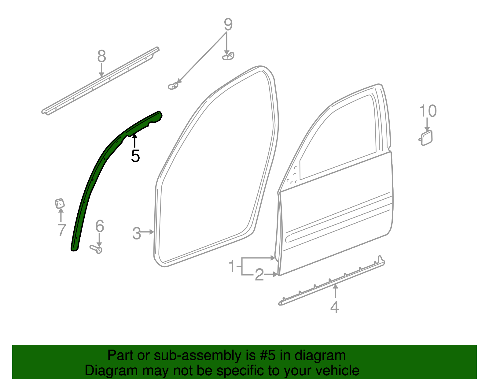 Passenger Side Front Door Upper Auxiliary Weatherstrip - Buick (25715775)