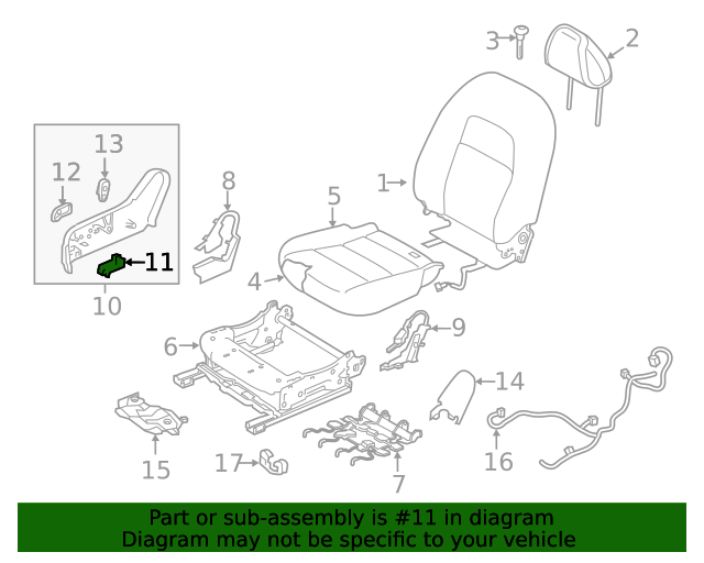 20192020 Nissan Altima Seat Switch Passenger Side (RH) 870166CA0A