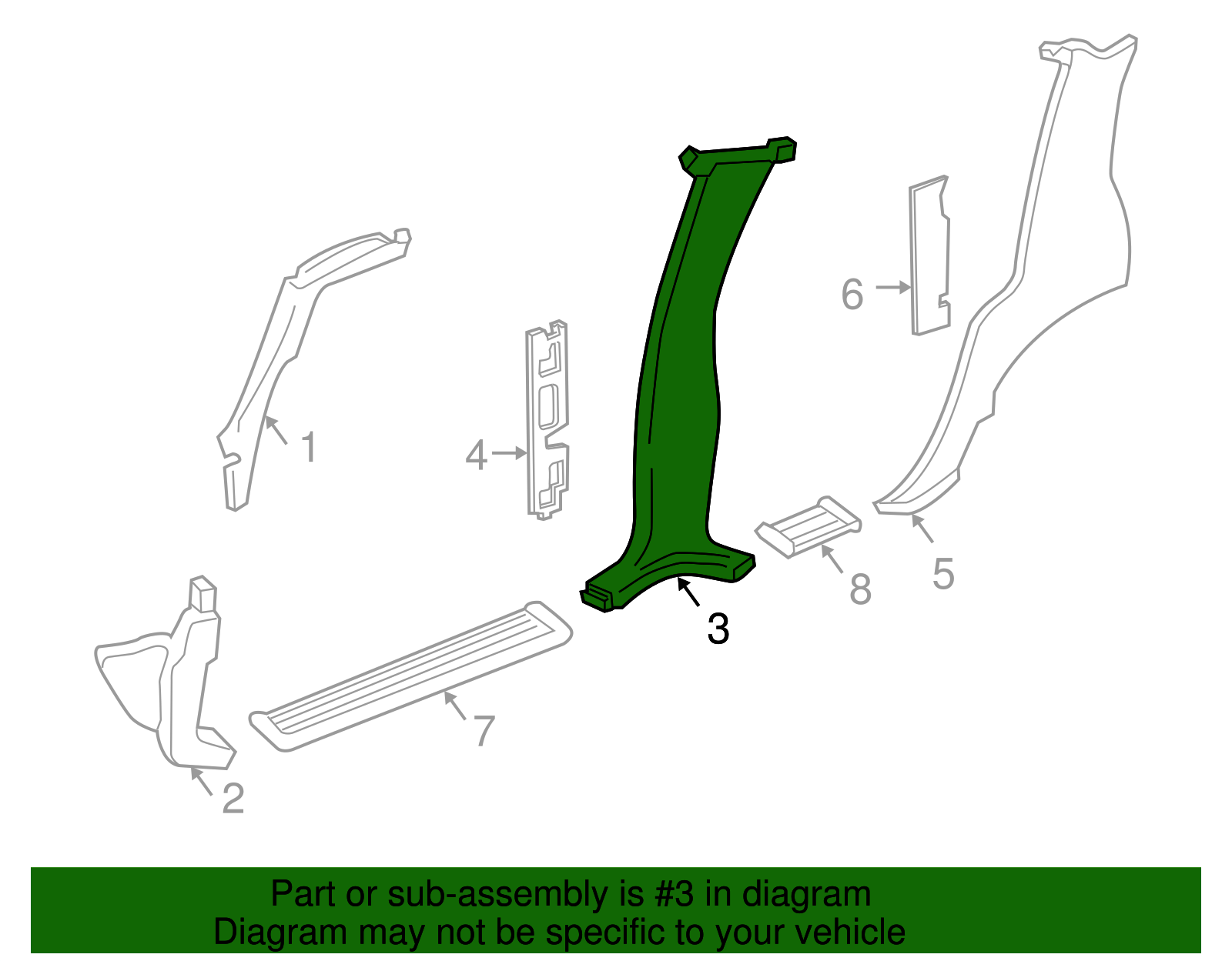 Center Pillar Trim - GM (89022975)
