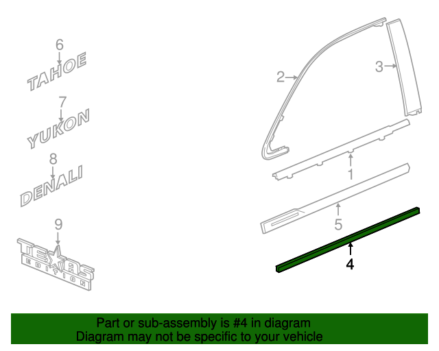 20152020 GM Body Side Molding 22997641