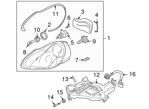 Headlamp Components for 2006 Porsche Cayenne #1