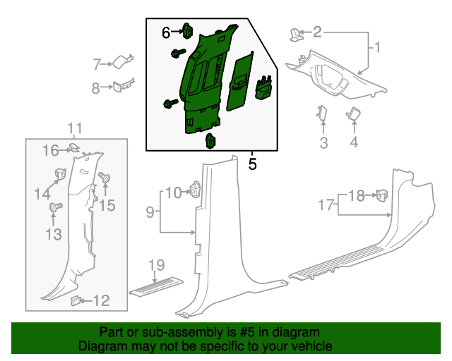 20192020 GM Door Pillar Post Trim Set 84449137