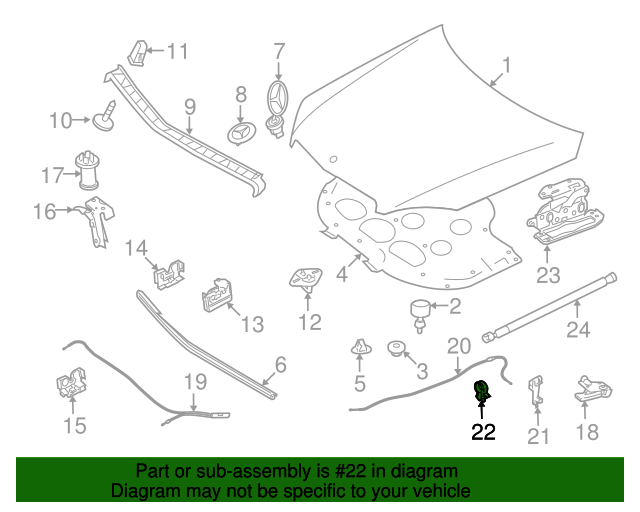 0009956044 Hood Release Cable Clamp 19982021 MercedesBenz