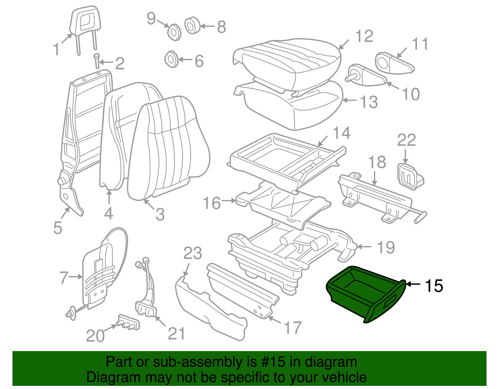 Cover Assembly, D/Seat H/Rst *Gray - GM (12459681)