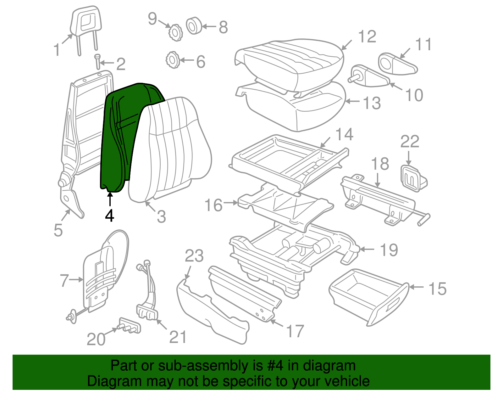 Pad Assembly, P/Seat Black Cushion - GM (12454793)
