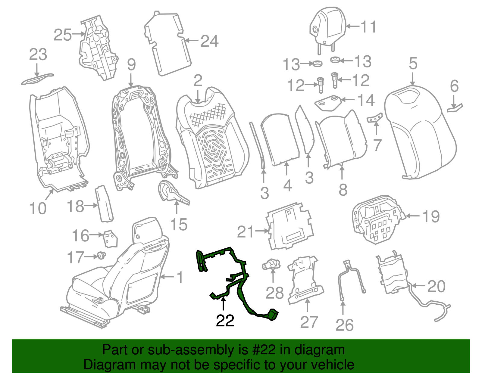 Front Passenger Side Seat Wiring Harness - Cadillac (84107618)