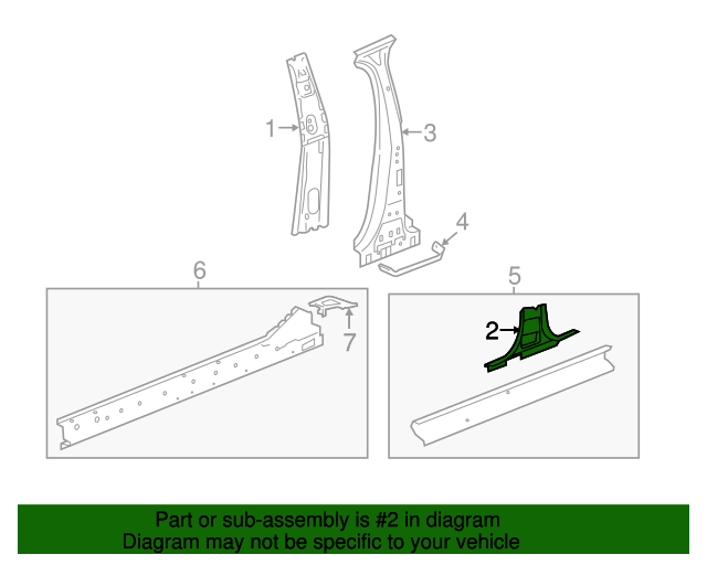 2015-2022 GM Passenger Side Center Pillar Outer Panel Reinforcement