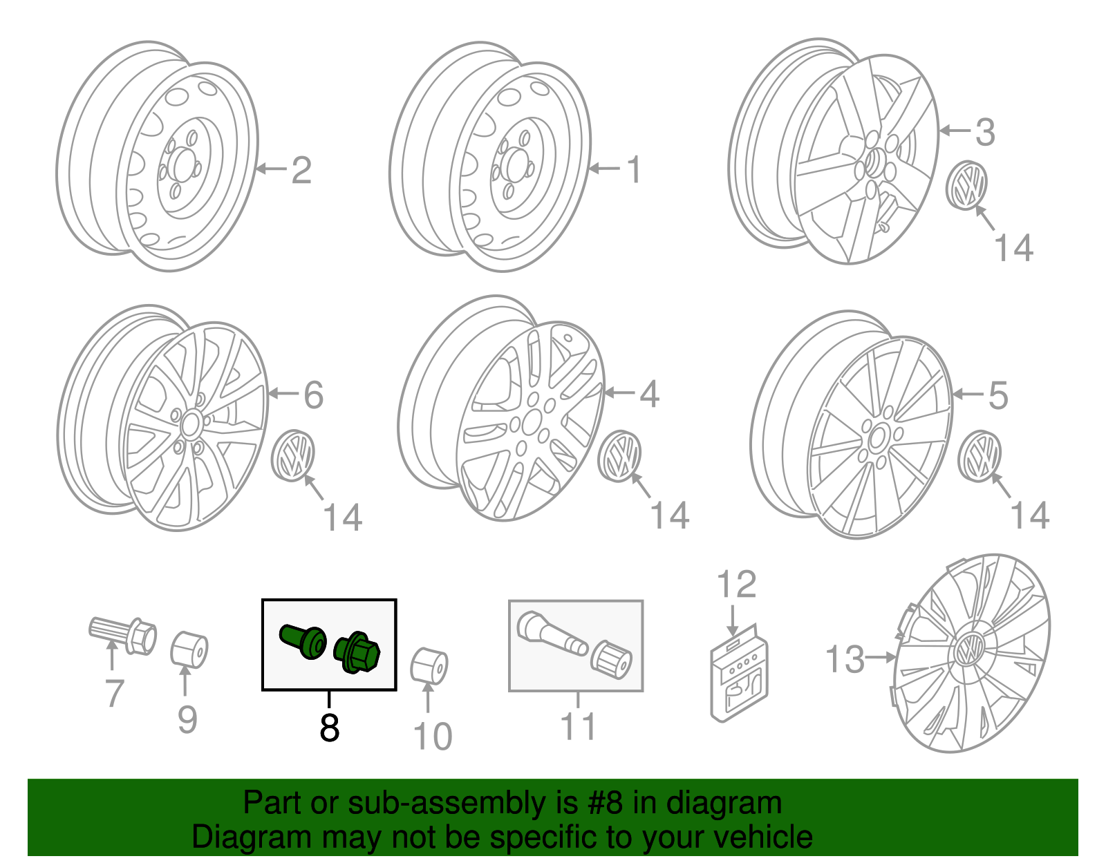 Wheel Bolt - Volkswagen (WHT-001-814-B-521)