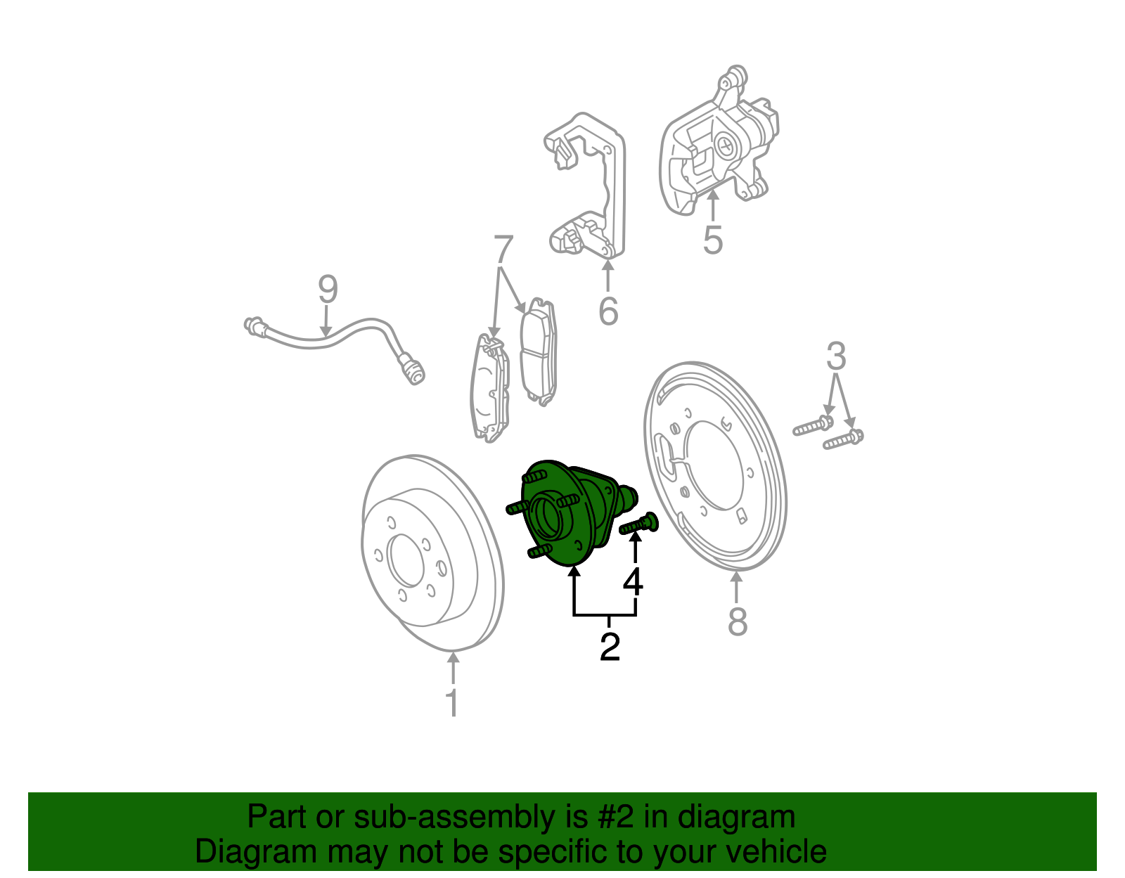 Rear Wheel Hub and Bearing Assembly with Wheel Speed Sensor and Wheel Studs - GM (12429204)