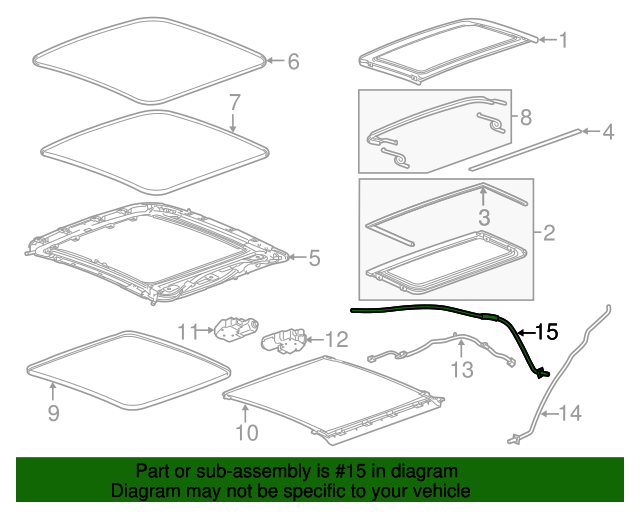 20142019 Cadillac CTS Driver Side Sunroof Housing Rear Drain Hose