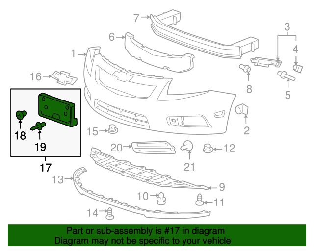 20112014 Chevrolet Cruze Front License Plate Bracket Attachment Kit