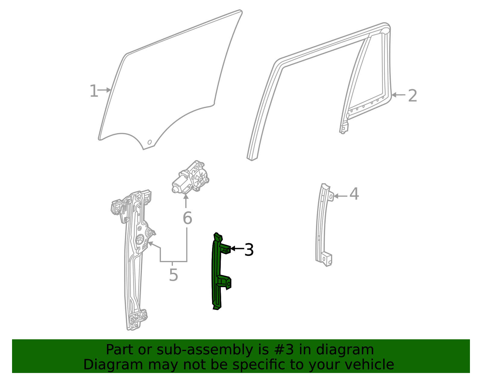 Rear Driver Side Door Window Channel Front Retainer - Cadillac (84128177)