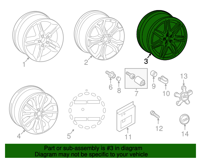 20122018 Audi 20 Inch 5DoubleSpoke Alloy Wheel 4G0601025BM Euro