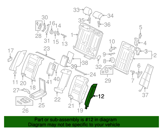 4F0885701C38M Seat Back Bolster Cushion Cover 20052011 Audi