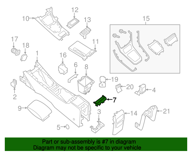 20162019 Nissan Sentra Center Console Hole Cover 969184FU0B Nissan