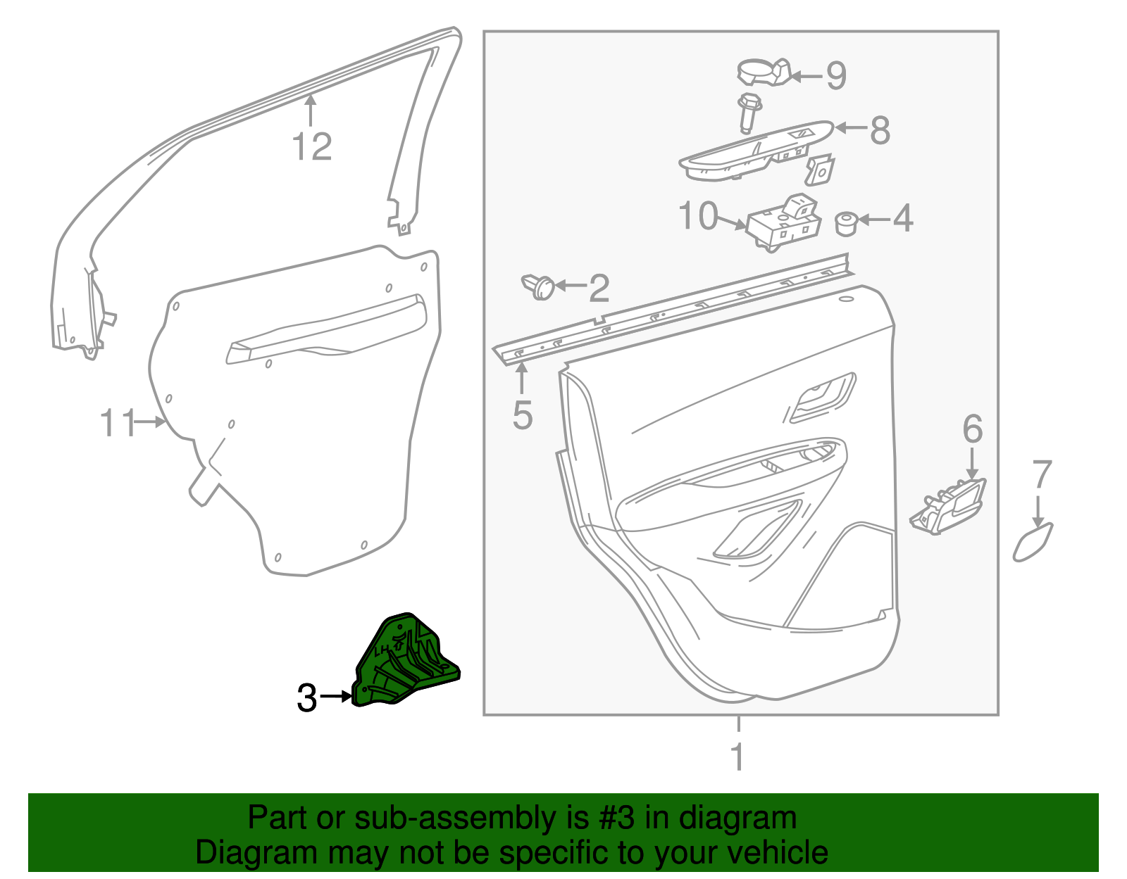 Driver Side Rear Door Armrest Pull Cup Bracket - GM (96991969)