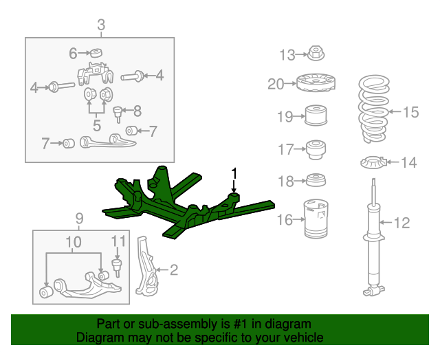20082014 Cadillac CTS Front Engine Cradle 20911365