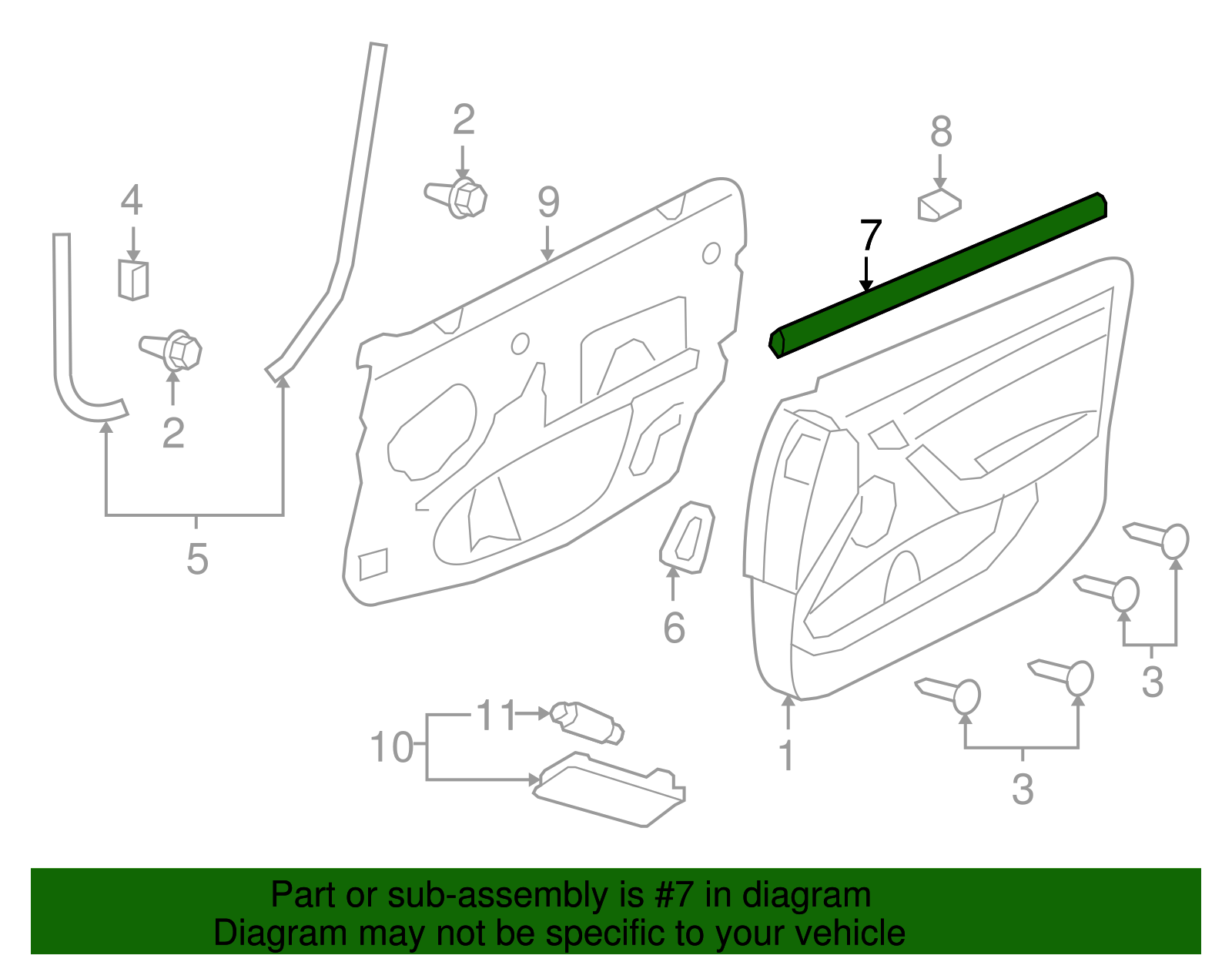 Passenger Side Front Door Window Inner Sealing Strip - GM (92258775)