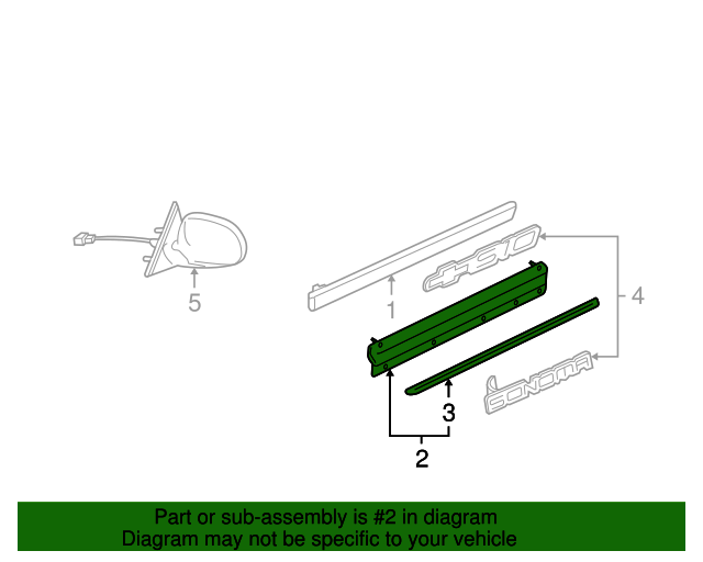20012004 GM Front Side Door Lower Molding 15768344 QuirkParts