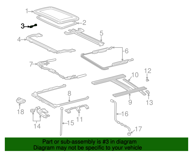 20012007 Toyota Sunroof Cable Guide 636260C010 Toyota Parts Center