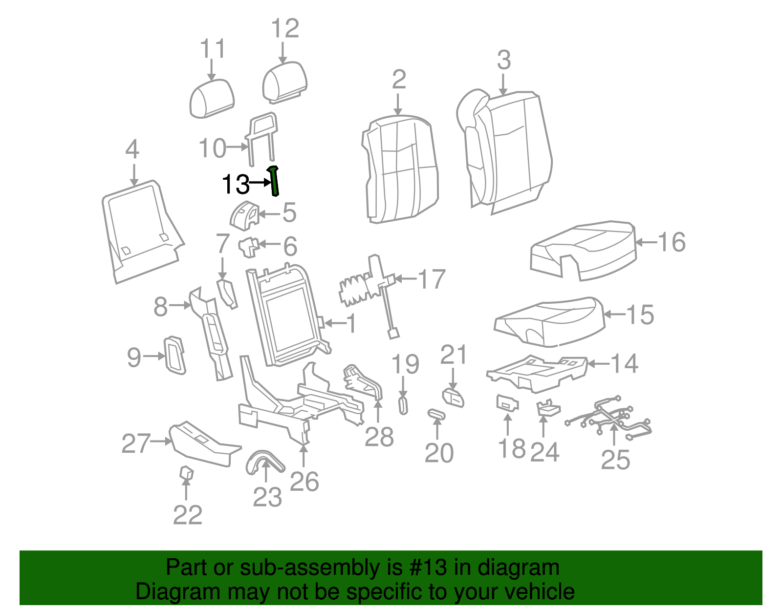 Guide Assembly, D/Seat H/Rst                  *Gray - GM (88994731)