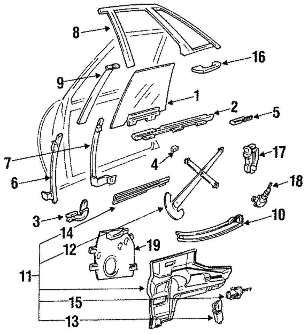 Window Kit, Front S/D Sta (W/ Front S/D Wdo W/Str)-Right-hand - GM (12371640)