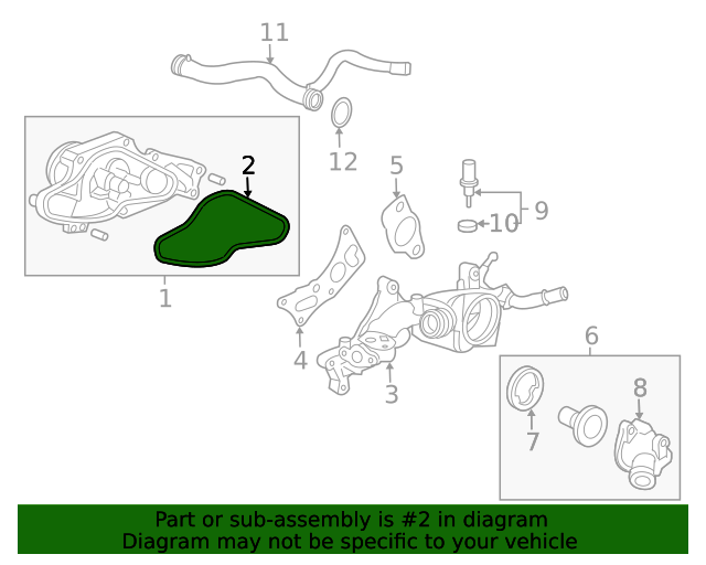 19982024 Honda Water Pump gasket (Yamada) Included with pump 19222P8AA01 Honda Parts Cheap