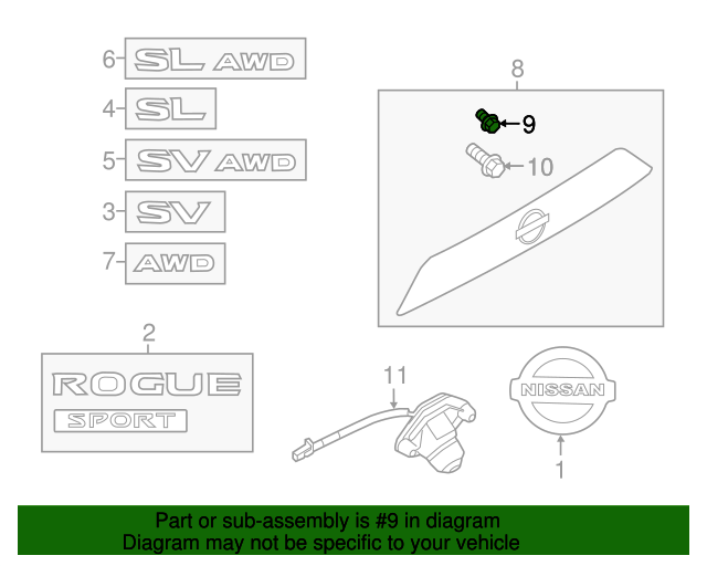 908256MA0A Finish Molding Clip 20172022 Nissan Rogue Sport Nissan