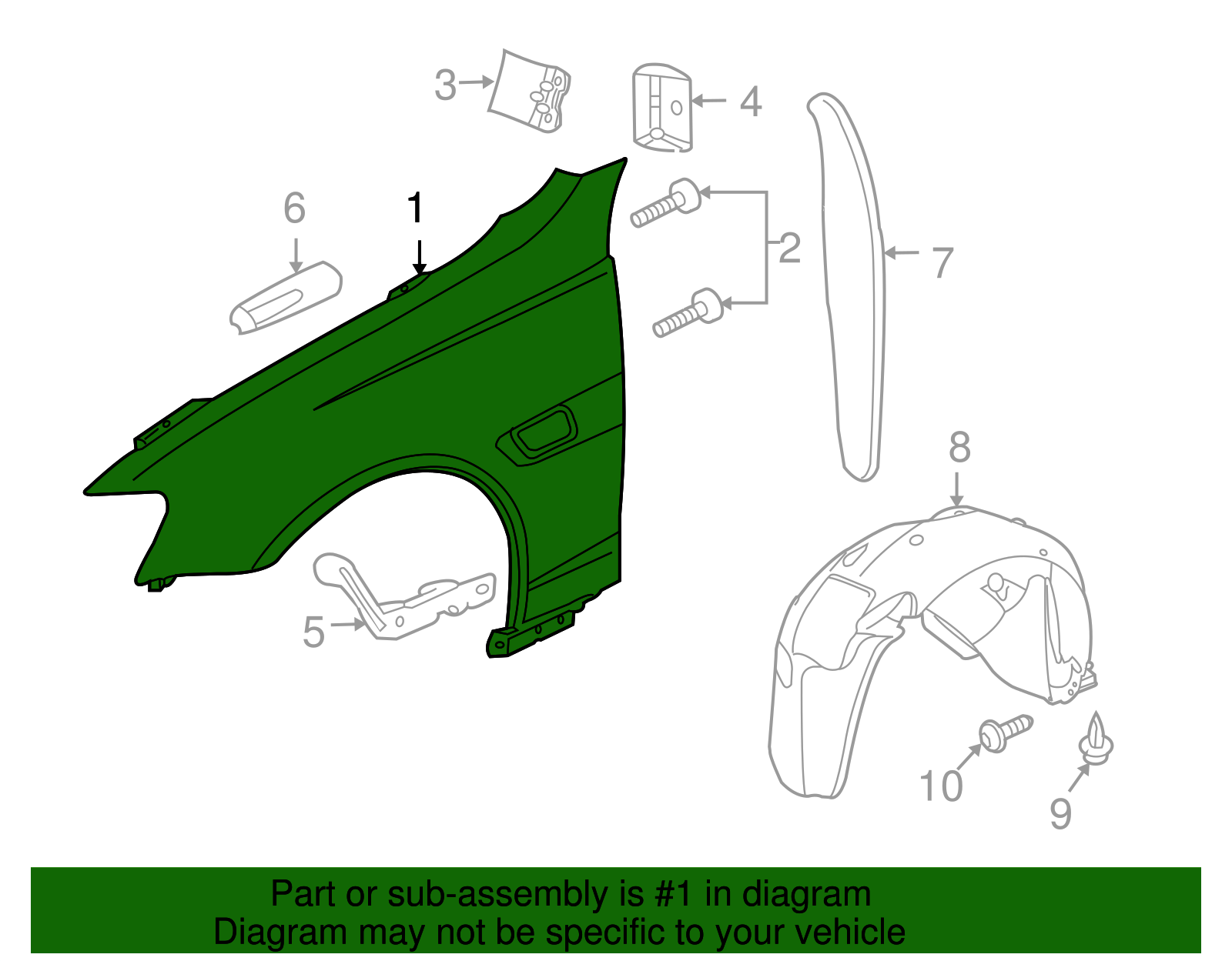 Front Driver Side Fender - GM (92288744)