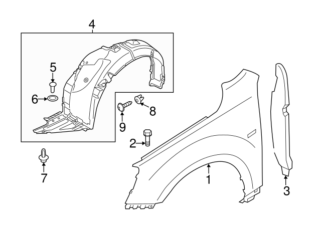 OEM Kia Cadenza Fix: New Front Driver Side Fender Liner (2014-2016) - Part #86811-3R500