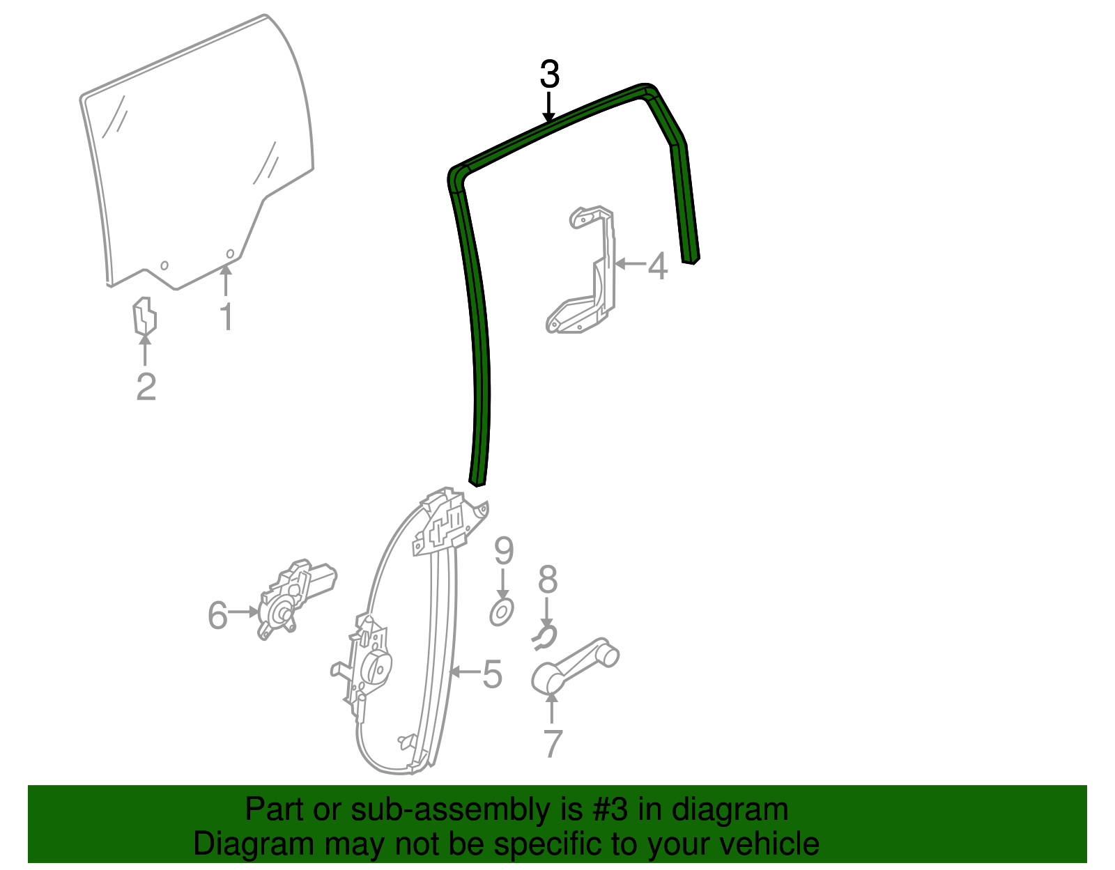 Weatherstrip, Rear S/D Wdo - GM (95980737)