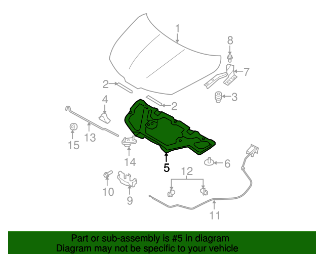 2007-2012 Nissan Versa Hood Insulation Pad 65840-ZR70A | Nissan Parts Plus