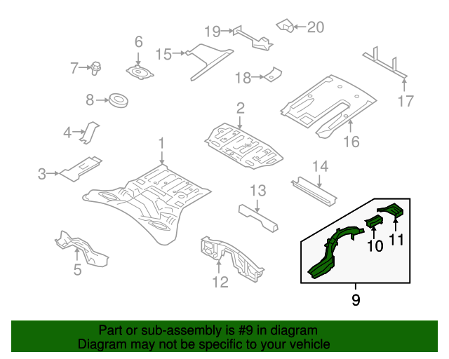 20092023 Nissan GTR Side Member Assembly 75509JF00B Courtesy Parts
