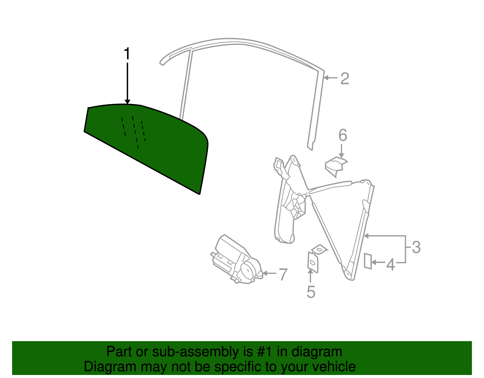 Door Glass - Volkswagen (7L0-845-201-F)