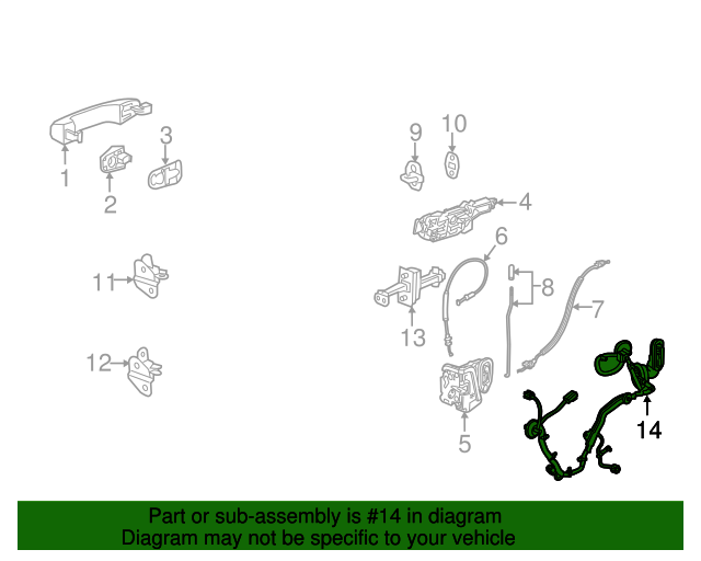 20152019 GM Rear Driver Side Door Wiring Harness 84290997 GM