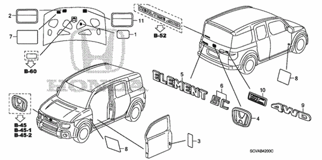 Emblems - Caution Labels for 2010 Honda Element #0