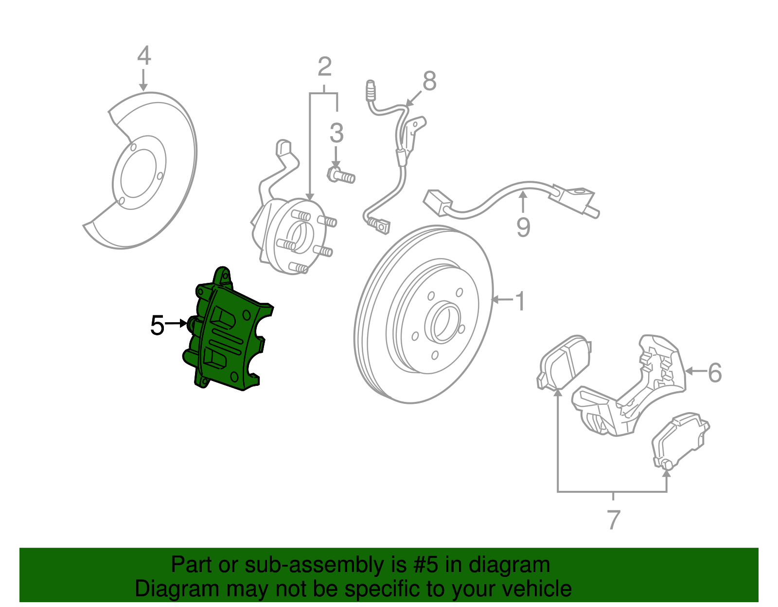 Front Driver Side Disc Brake Caliper Assembly - GM (96626067)