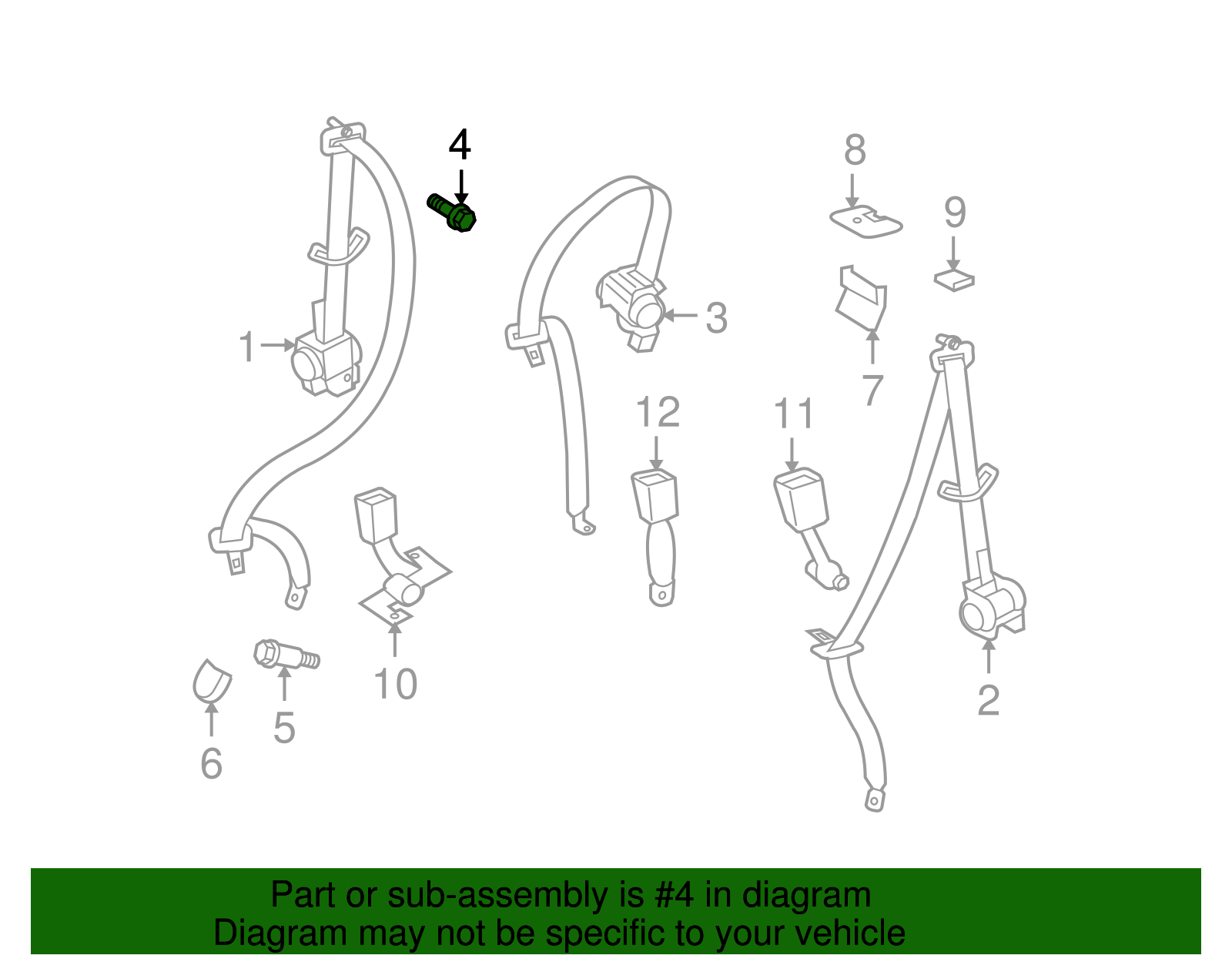 Center Belt Assembly Upper Bolt - Scion (91511-B0614)