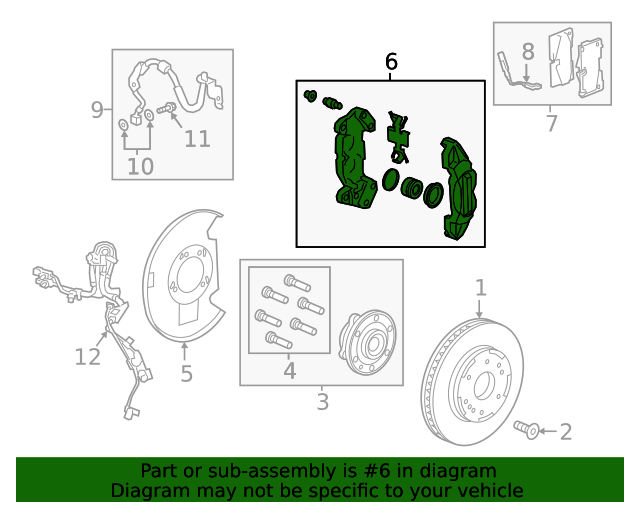 2019-2024 GM Front Passenger Side Disc Brake Caliper without Pads  