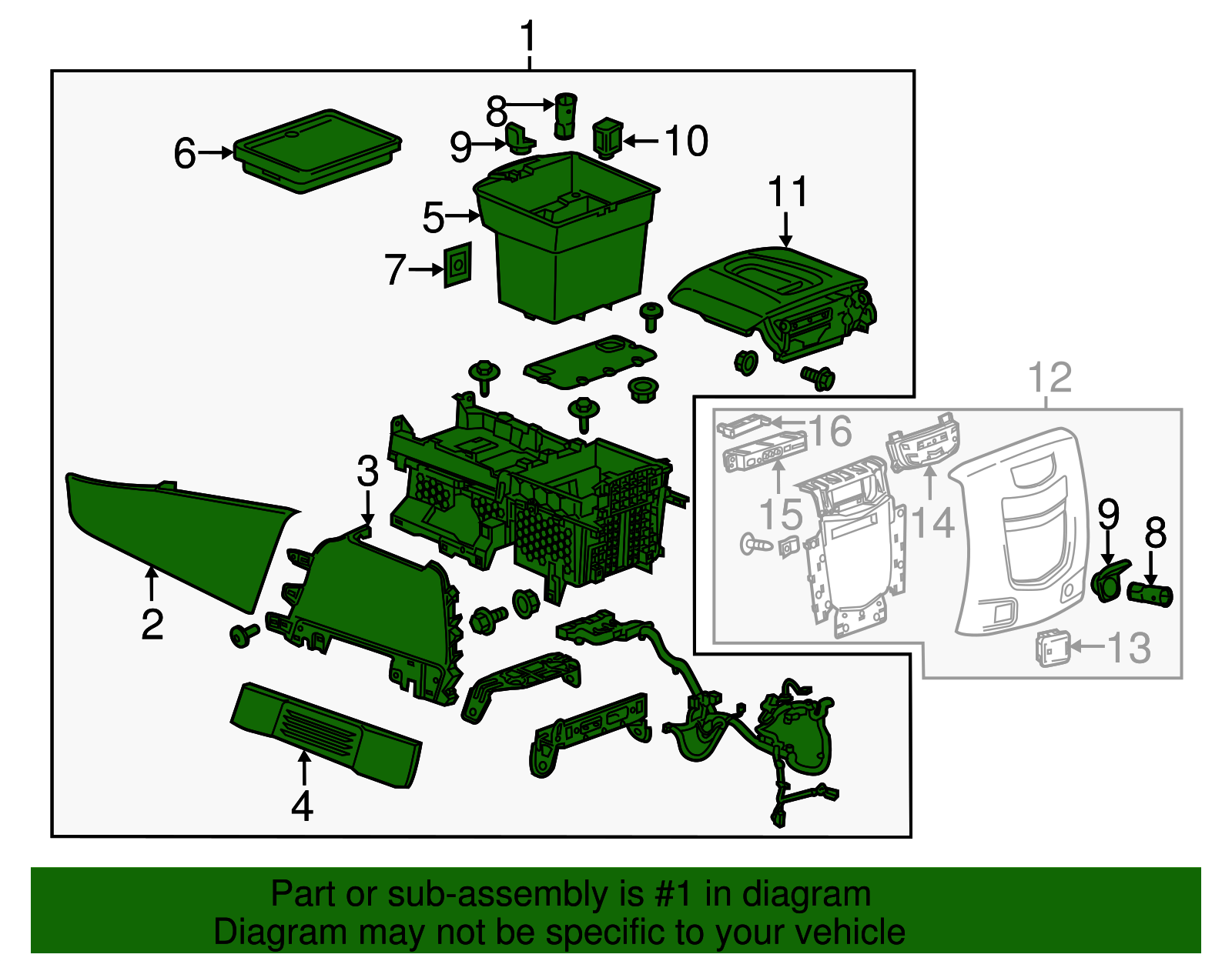 Shale Front Floor Console - GM (84105090)