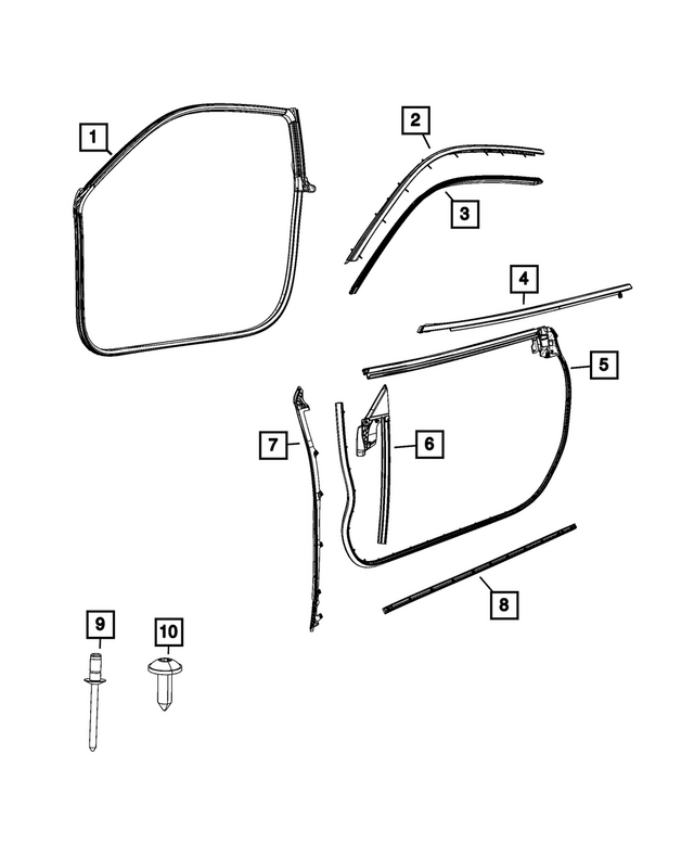 thumbnail image 2 of Mopar Right Rear Club Door Outer Belt Weatherstrip – 2009–2021 Dodge Ram 1500 – OEM 55112378AI 2 of 4