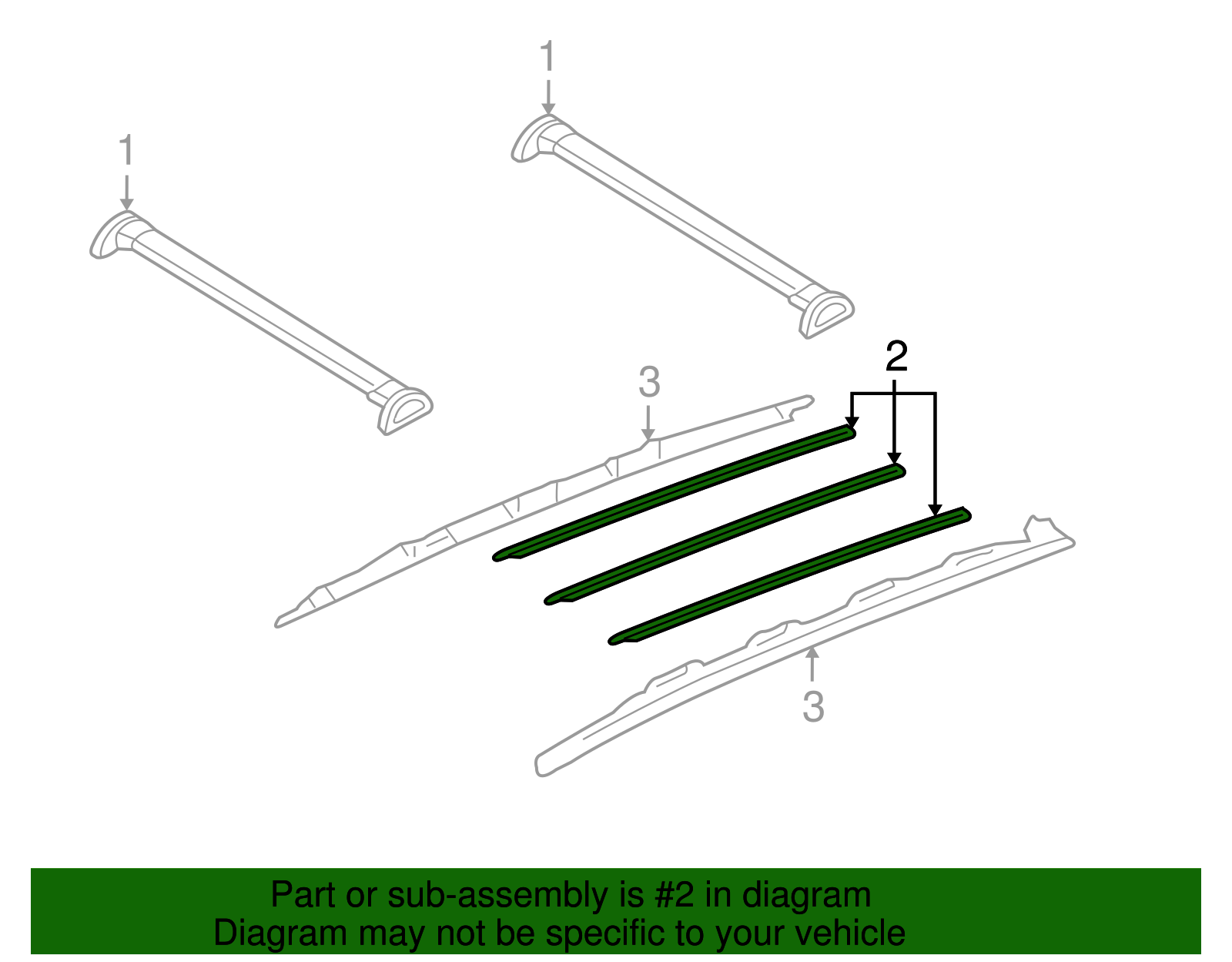 Roof Luggage Carrier Slat - Ford (YF2Z-1655022-AAA)