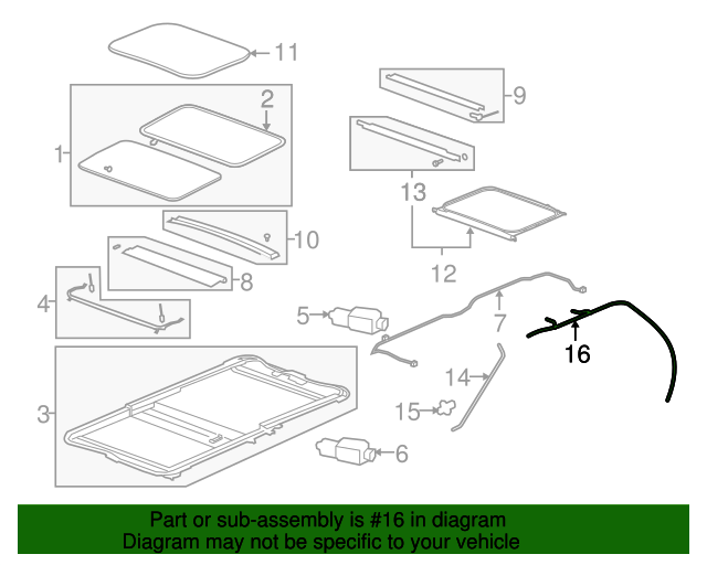 20102017 GM Passenger Side Sunroof Housing Rear Drain Hose 22820332 GM