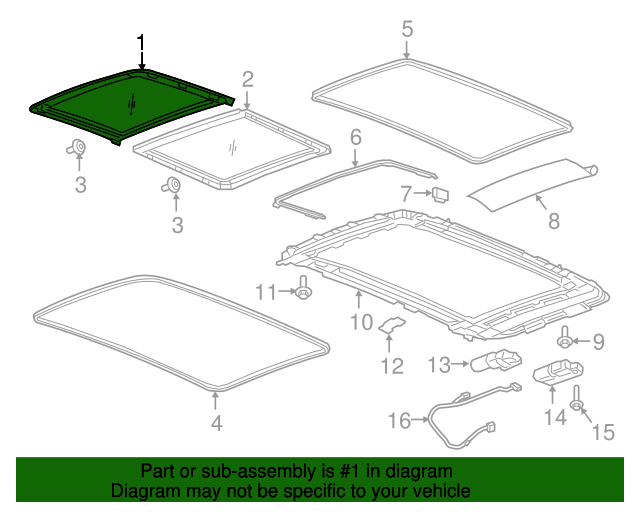2018-2024 GM Sunroof Window 86539136 | TascaParts.com