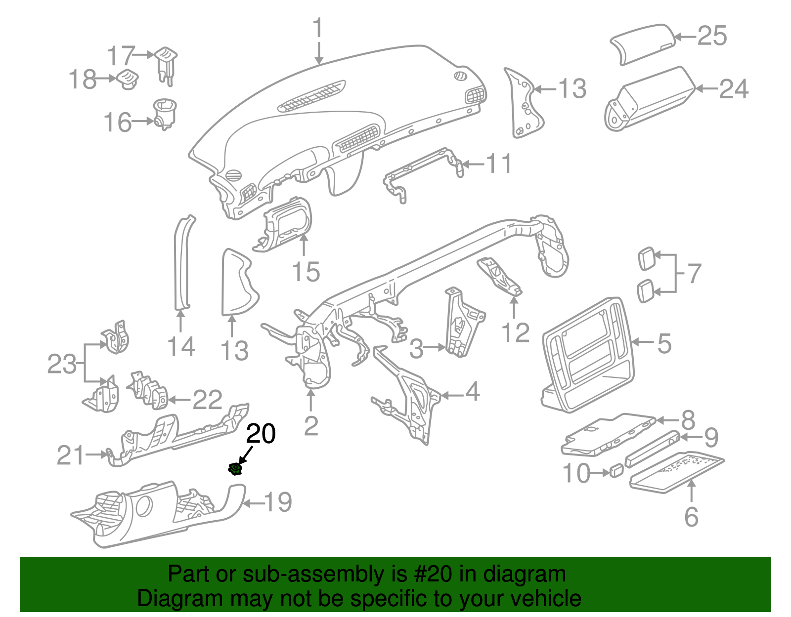 Knee Bolster Clip - Volkswagen (893-857-119-A)