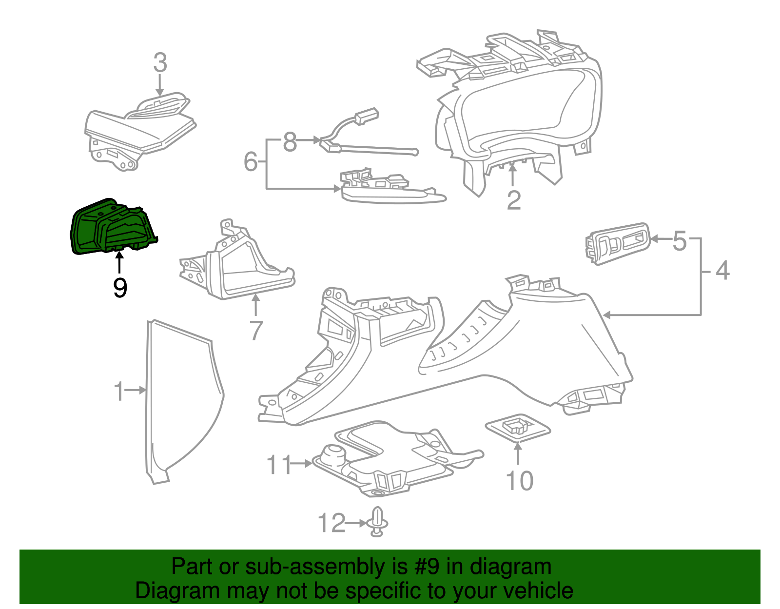 Driver Side Instrument Panel Outer Air Outlet - GM (84095201)