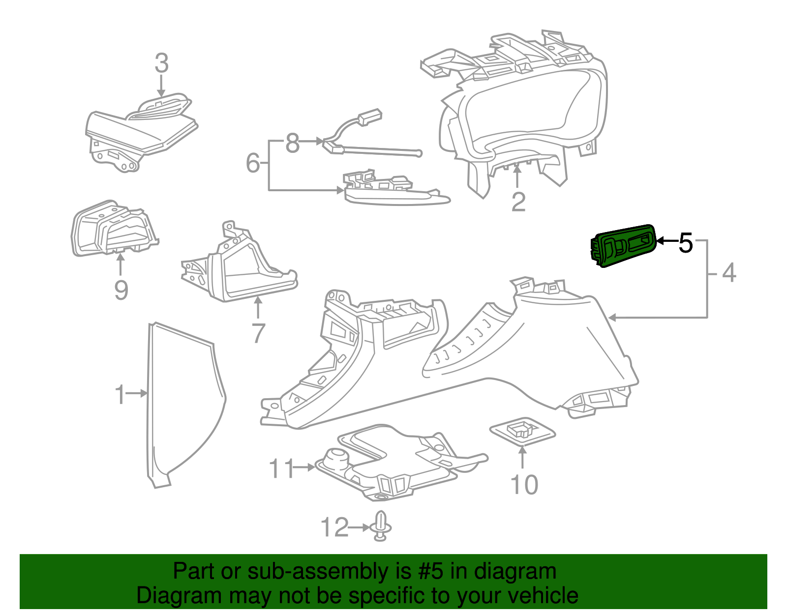 Jet Black Instrument Panel Switch Trim Plate - GM (84019161)